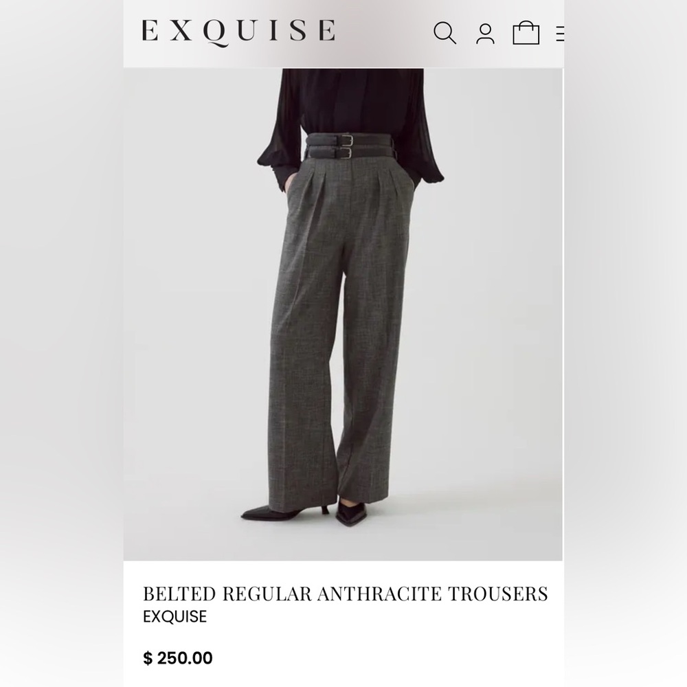 Exquise - Elegant Black and Gray Women's High-Waisted Pants sz 4 org. $250